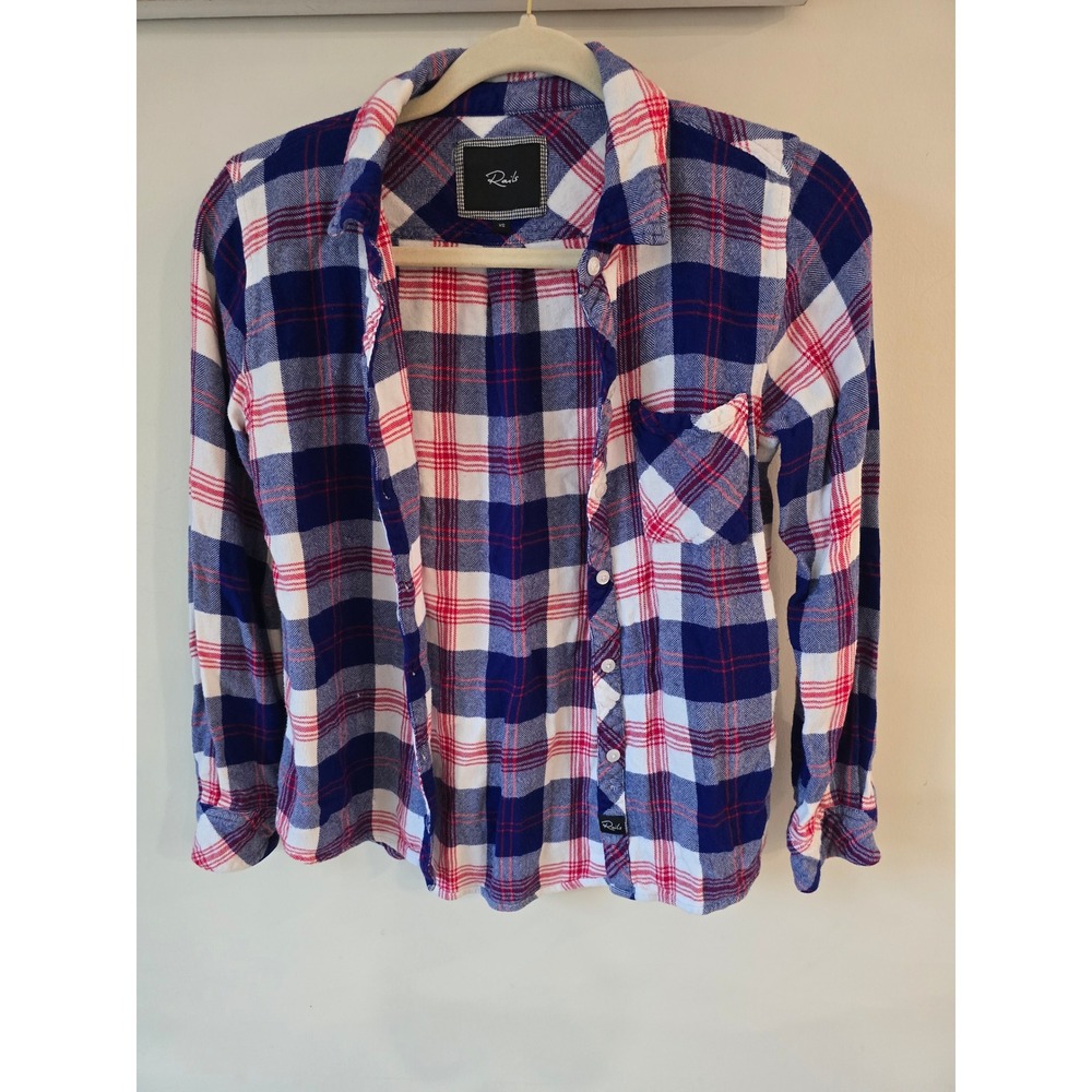 Rails Hunter Plaid Flannel Shirt Red White Blue Button Down XS